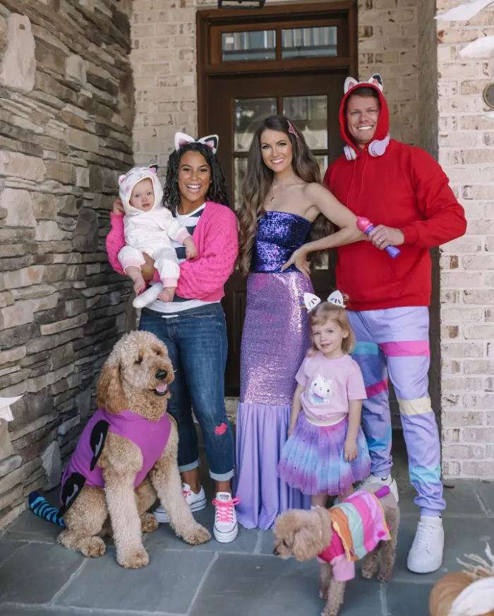 Colorful Cat & Mermaid Family Costumes
