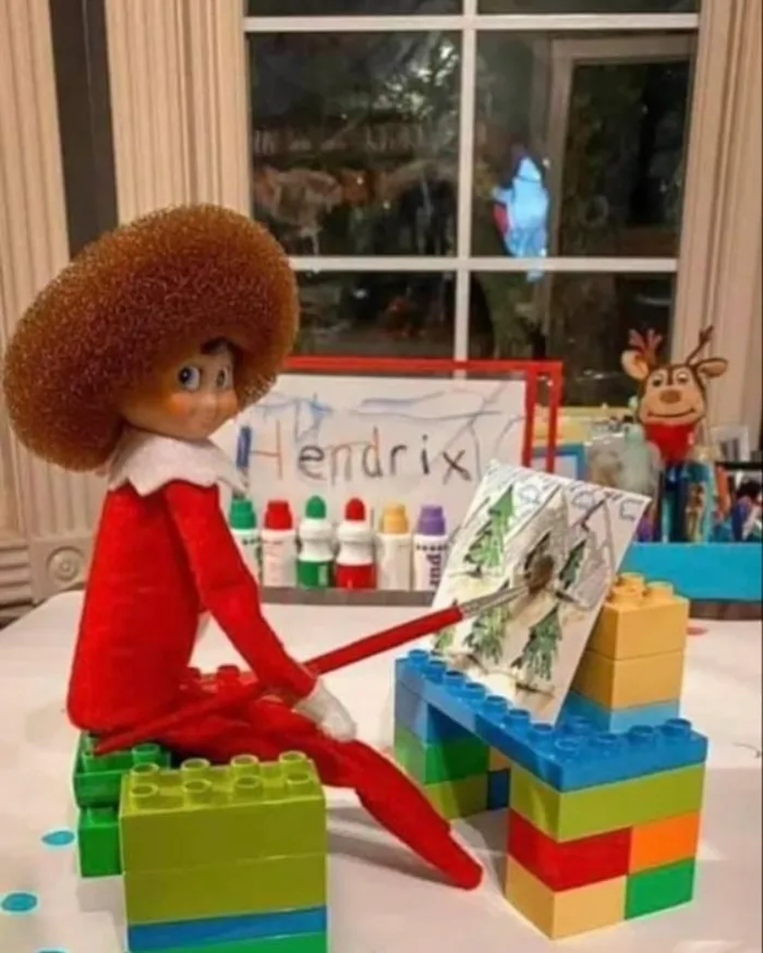 Bob Ross-Inspired Painting Elf